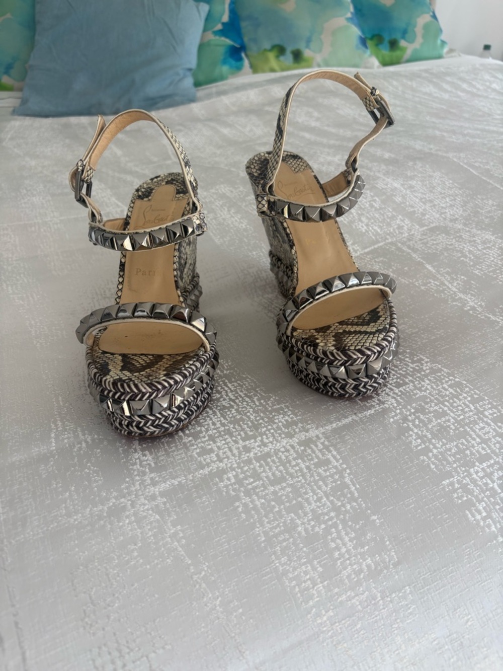 Cool Girl Louboutin Cataclou Python Wedges